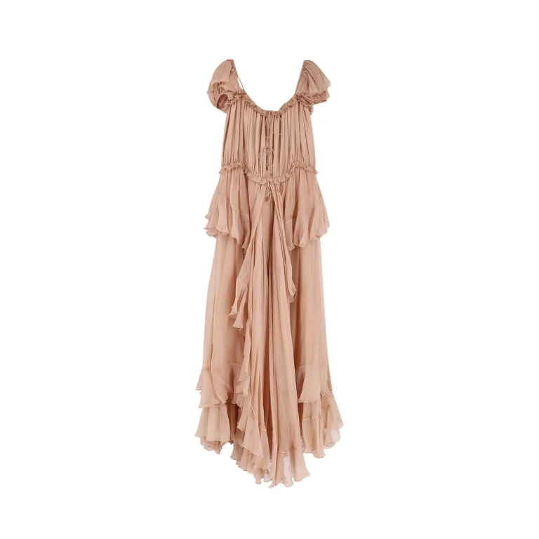 Chloé Powder Pink Muslin Long Dress