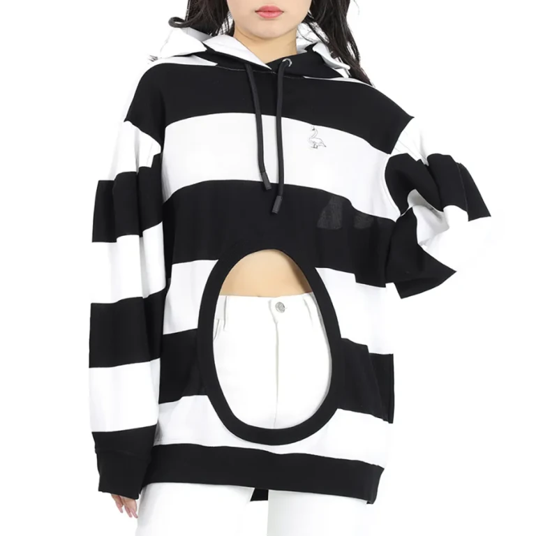 Burberry Cut-out Detail Striped Cotton Hoodie