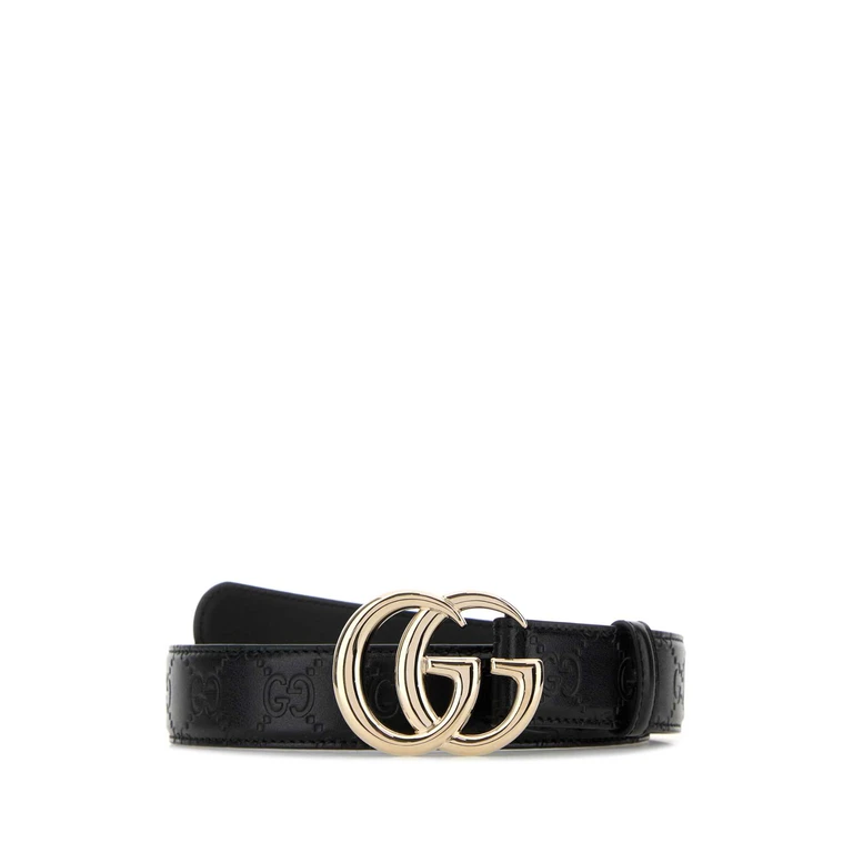 Gucci Black Leather Belt Blackblackblack Calf Skin Cinture - Women