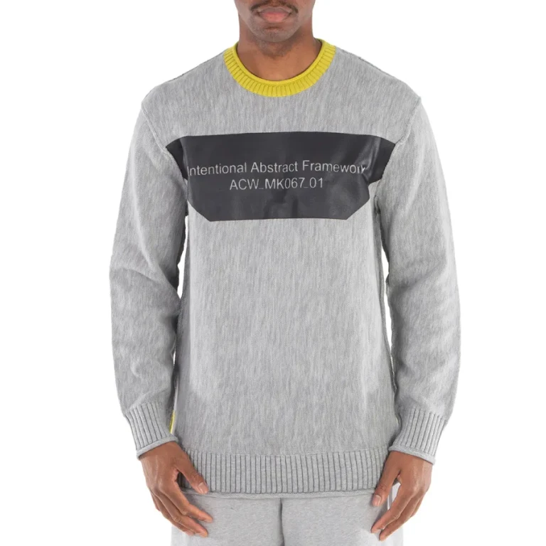 A Cold Wall Light Grey Framework Crewneck Graphic Sweater