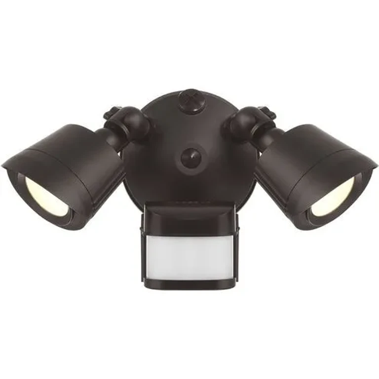 Multi Color-Temp 2-Light LED Motion Sensored Double Flood Light in Bronze