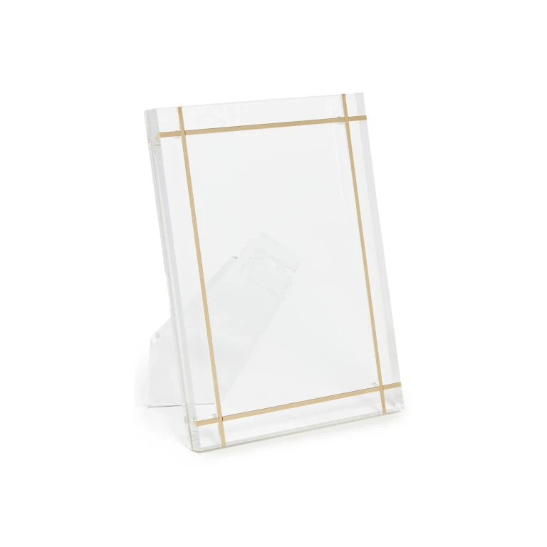 Tizo Design Tizo Design Lucite Frame with Brass Inlay 5x7 Clear/Gold Metal One Size