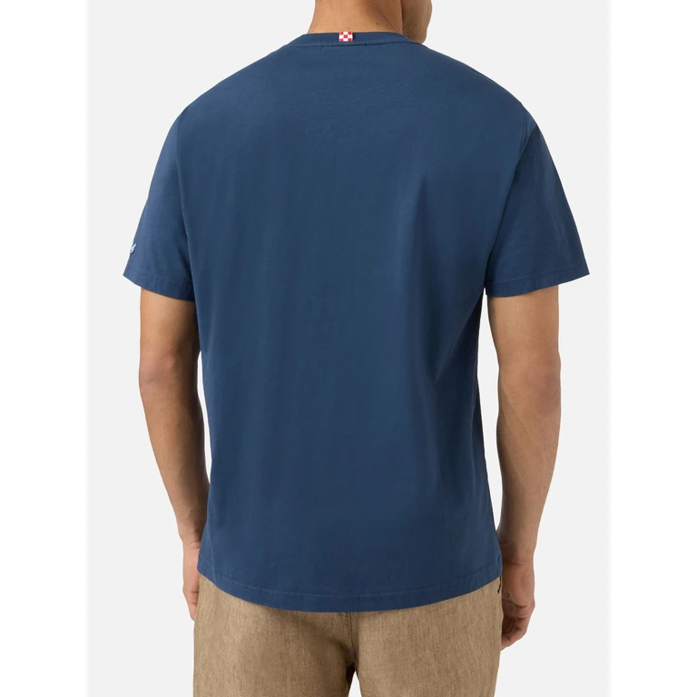 Mc2 Saint Barth Blue Portofino T-Shirt With Tequila Social Club Embroidery - Men