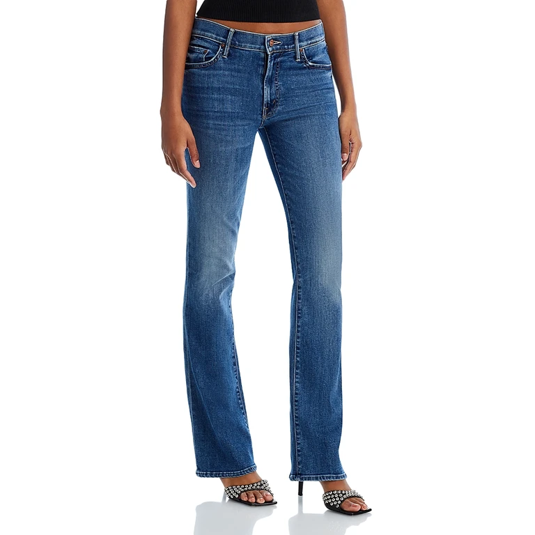 Mother The Outside Ankle Mid Rise Bootcut Jeans in Dark And Stormy Night