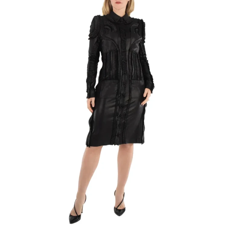 Burberry Detail Pleated Stretch Jersey Shirt Dress