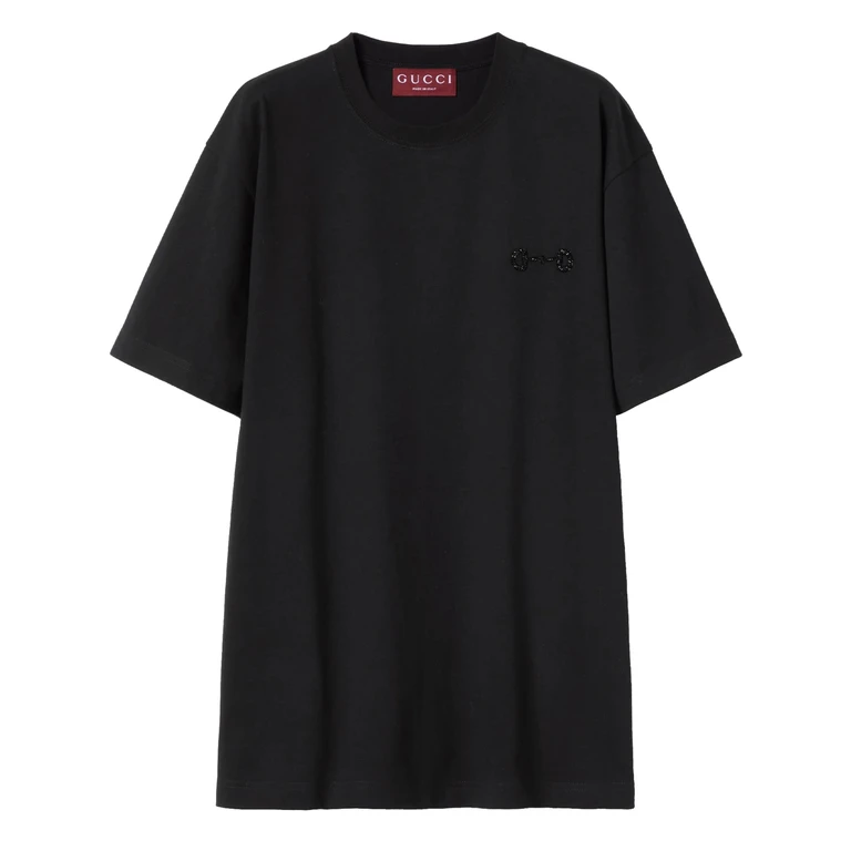 Gucci Regular Medium Cotton Jersey Black T-shirt - Women