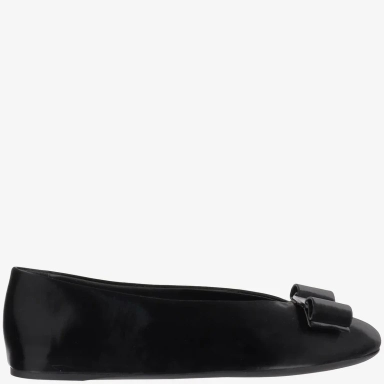 Ferragamo Leather Bow Ballerina Flats