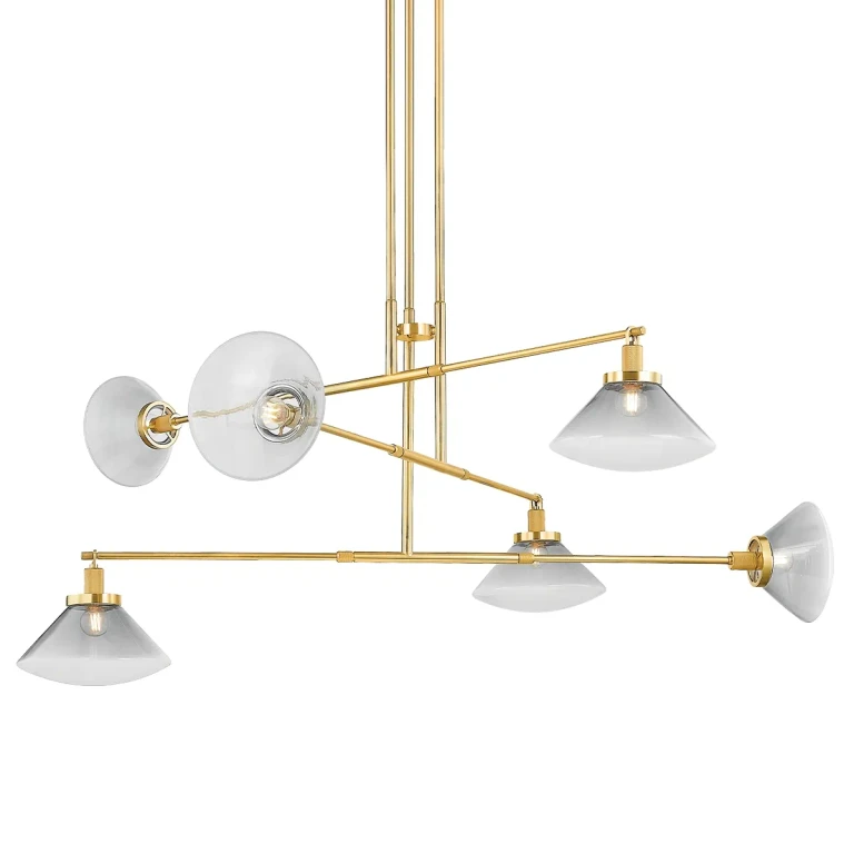 Aged Brass Chandelier from the Mendon Collection