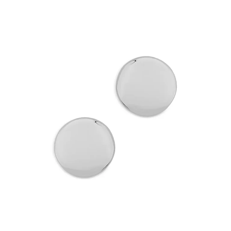 Button Stud Earrings in 14K White Gold
