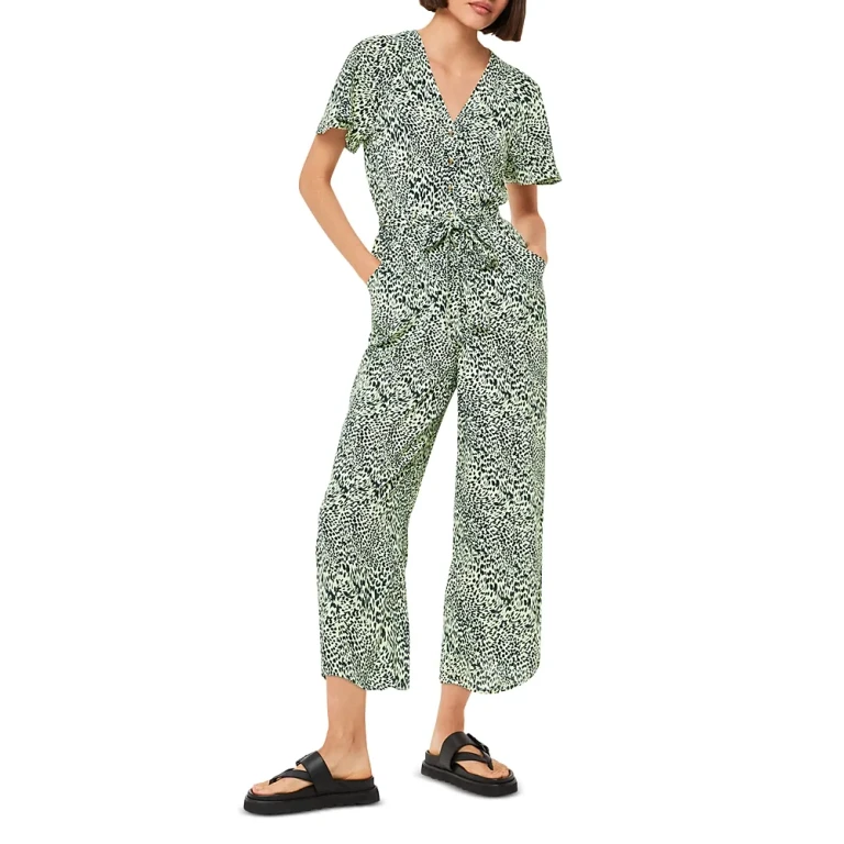 Whistles Diagonal Leopard Print Jumpsuit