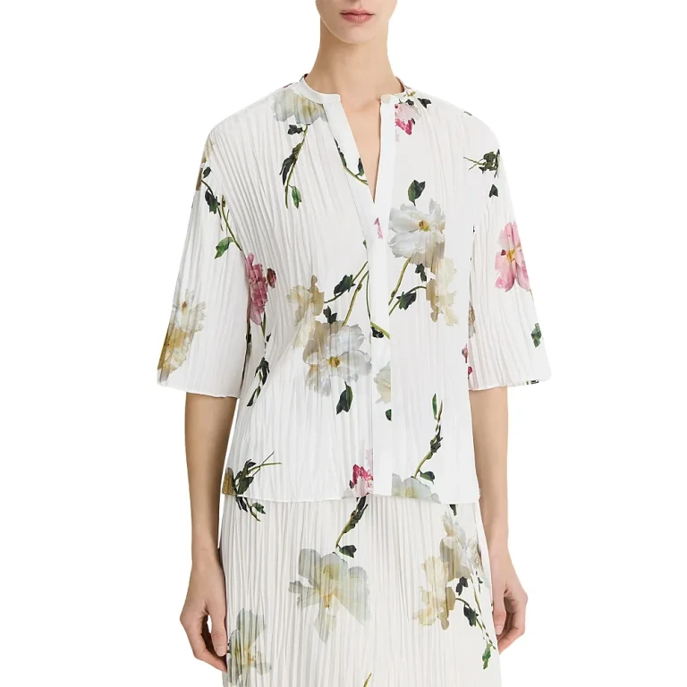 Vince Pleated Wilted Peony Shirt