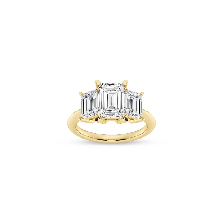 Certified Lab Grown Emerald-Cut Diamond Engagement Ring in 18K Yellow Gold, 4.40 tcw