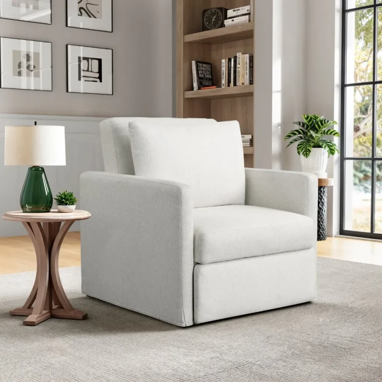 Serta Serena Cream Woven Convertible Sleeper Chair