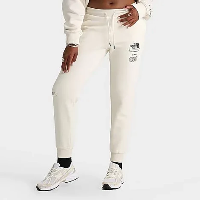 The North Face Women's Location Graphic Jogger Pants in Off White/Black Size: XS