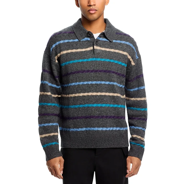 Ps Paul Smith Wool Blend Sleeve Polo Sweater