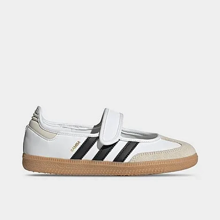 adidas Girls' Big Kids Originals Samba Jane Casual Shoes in White/Alumina/Gum Size: 3.5