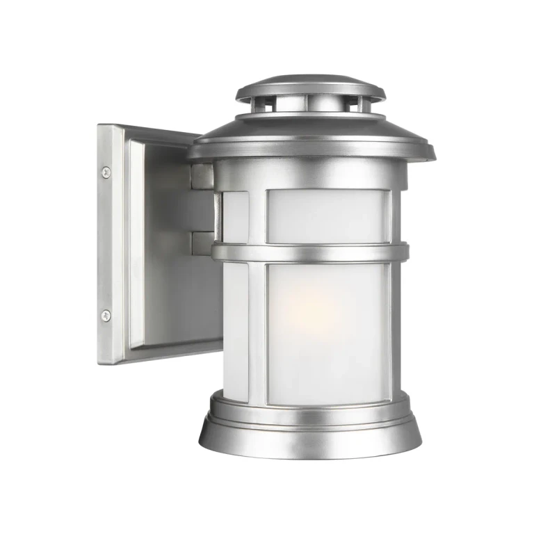 Painted Brushed Steel One Light Outdoor Wall Lantern from the Newport Collection
