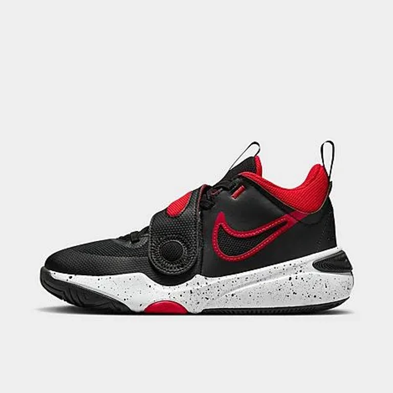Nike Big Kids Team Hustle D 11 Stretch Lace Casual Shoes in Black/White/University Red Size: 3.5