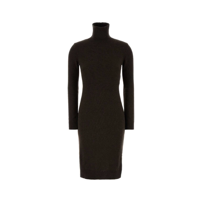MM6 Maison Margiela Dark Brown Wool Blend Sweater Dress Exterior: Nylon Abiti - Women