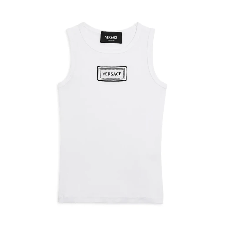 Versace Unisex Ribbed Logo Tank Top - Baby, Little Kid