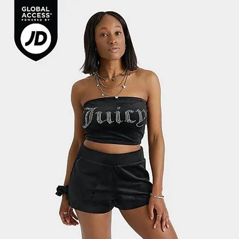 Juicy Couture Women's OG Bling Tube Top in Liquorice Size: XS