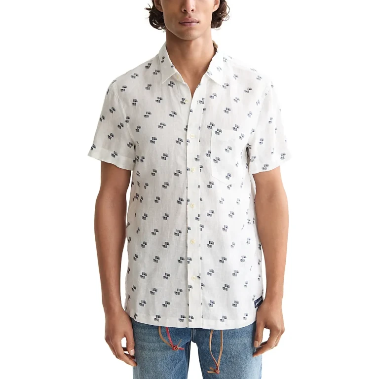 Scotch & Soda Regular Fit Short Sleeve Linen Shirt