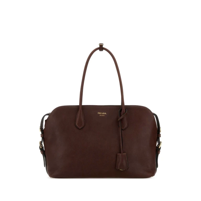 Chocolate Leather Large Shopping Bag