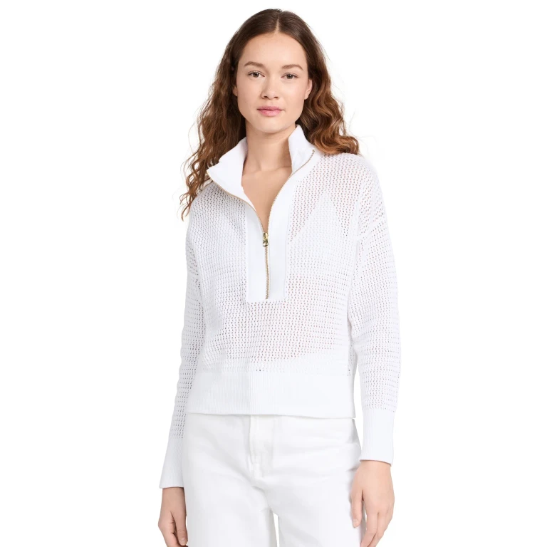 Varley Aurora Half Zip Knit White L