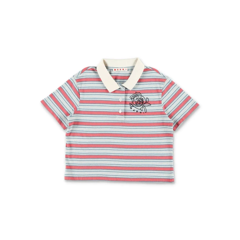 Boy's Bicolor Striped Cotton Polo Shirt with Contrast Logo (M01695M00WL0M115)