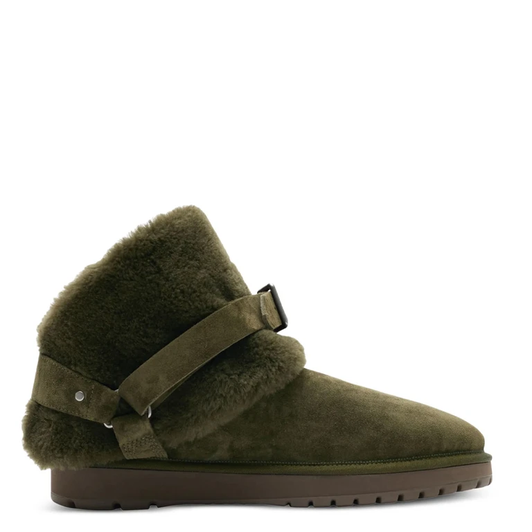 Burberry Buckled Shearling Chubby Ankle Boots