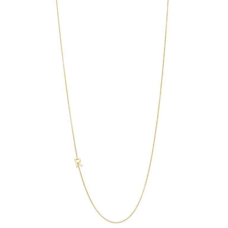 Zoe Lev 14K Yellow Gold Asymmetrical Initial Pendant Necklace, 18L