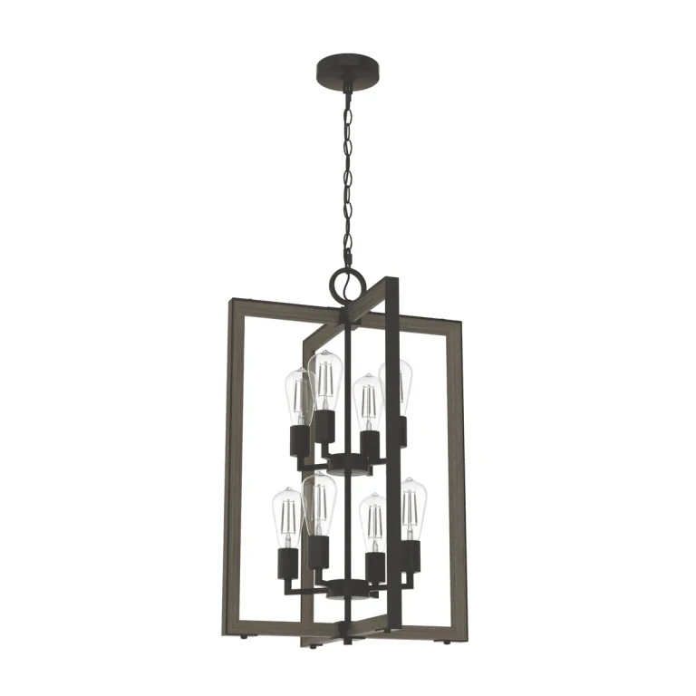 Noble Bronze Eight Light Foyer Pendant from the Woodburn Collection