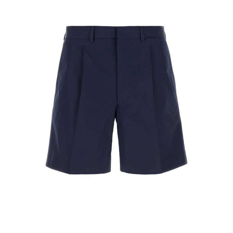Prada Dark Blue Poplin Bermuda Shorts Navy Exterior: Cotton - Men