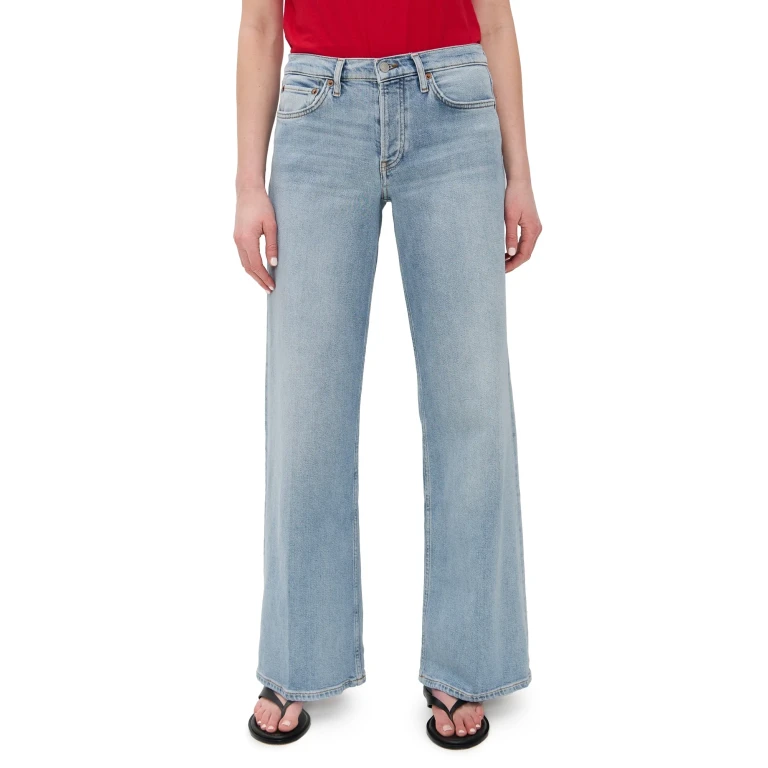 Re/Done Mid Rise Wide Leg Jeans in Mid 90s