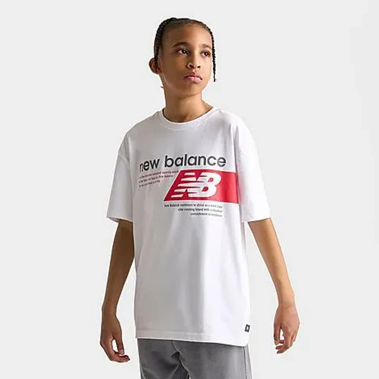 New Balance Big Kids Players T-Shirt in Bright White Size: Small