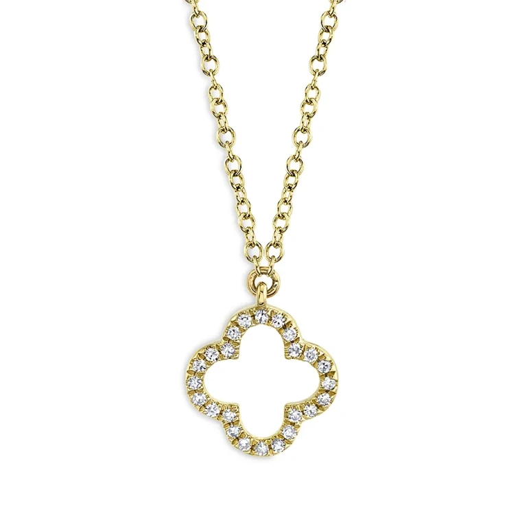 14K Yellow Gold Diamond Clover Pendant Necklace, 18 - Exclusive
