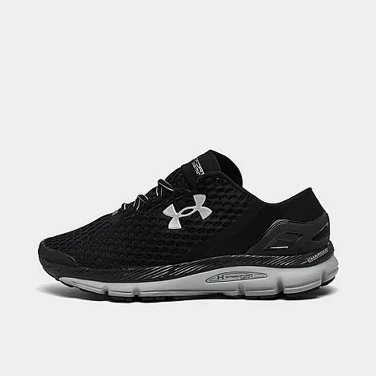Under Armour Men's Speedform Gemini Running Shoes in Black/Mod Grey/Metallic Silver Size: 7.0