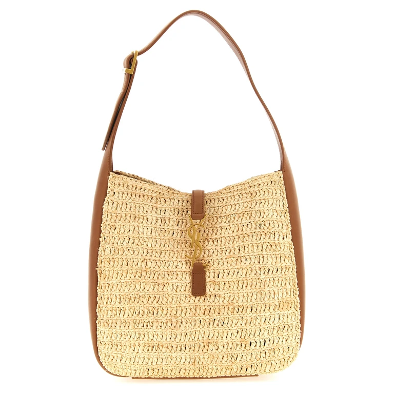 Saint Laurent Beige Raffia Shoulder Bag - Women