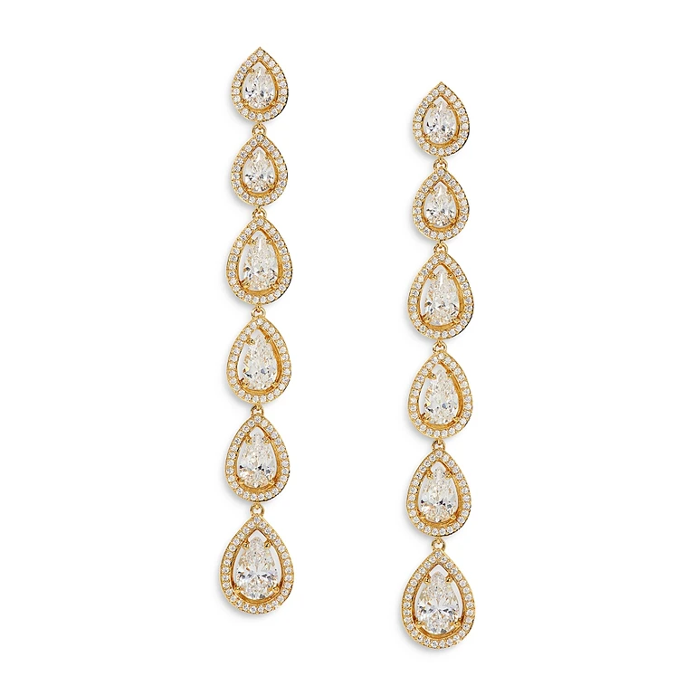 Nadri Radiant Cubic Zirconia Halo Linear Drop Earrings