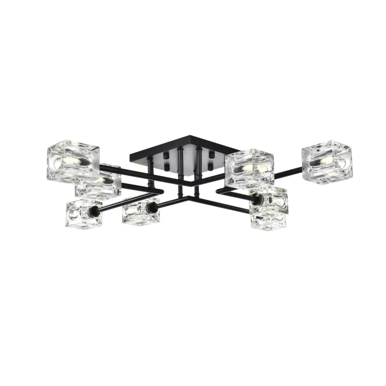 Black Eight Light Flush Mount from the Lyra Collection