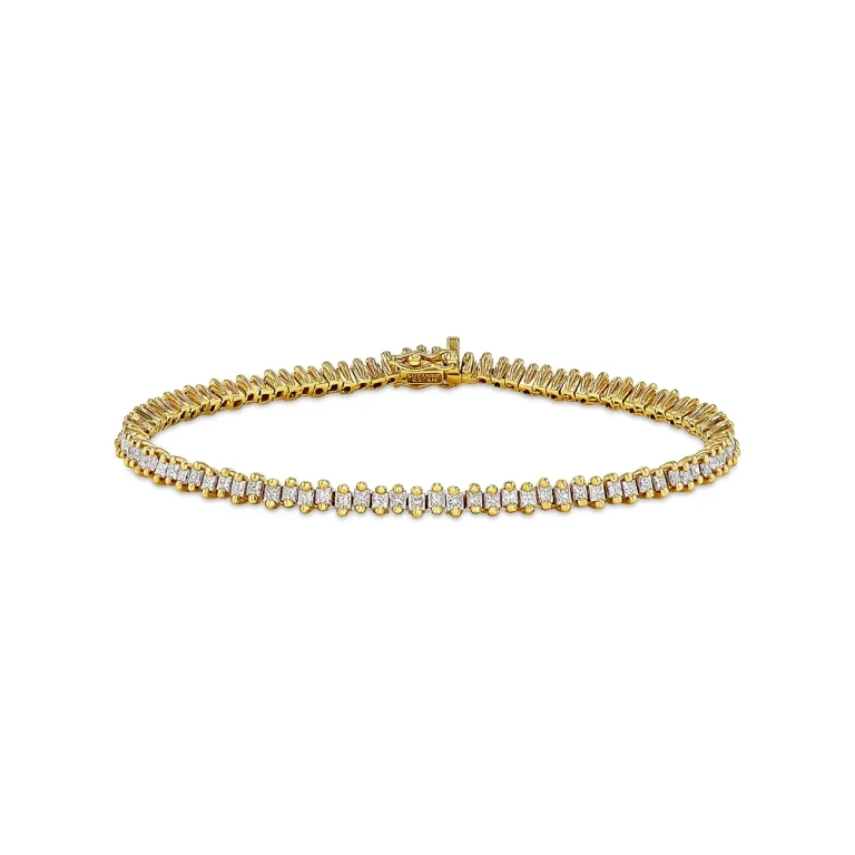 Suzanne Kalan 18K Yellow Gold Diamond Princess Tennis Bracelet