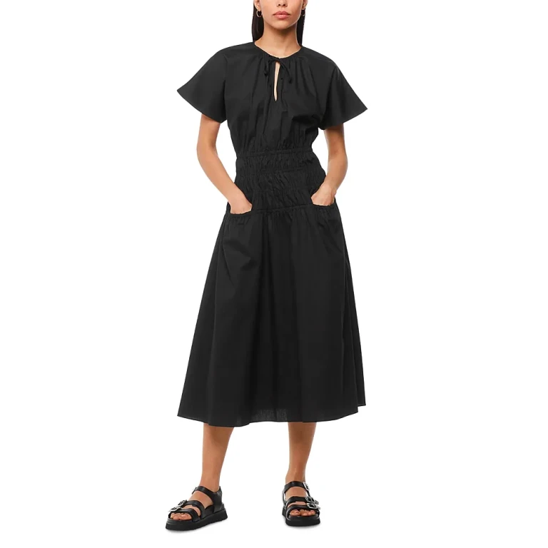 Whistles Poplin Shirred Dress