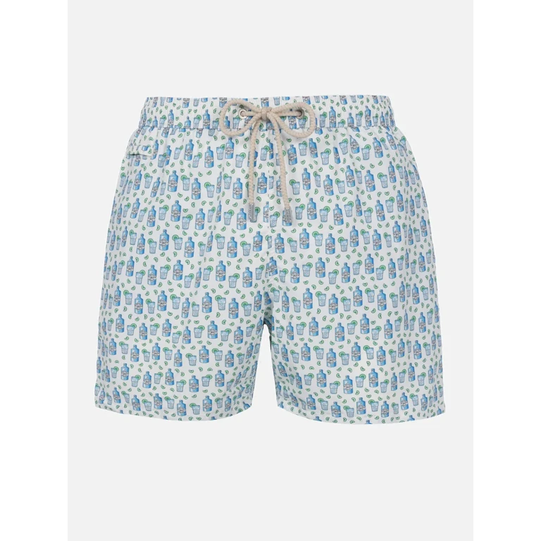 MC2 Saint Barth Lightweight Fabric Swim-shorts With Gin Tonic Cocktail Print