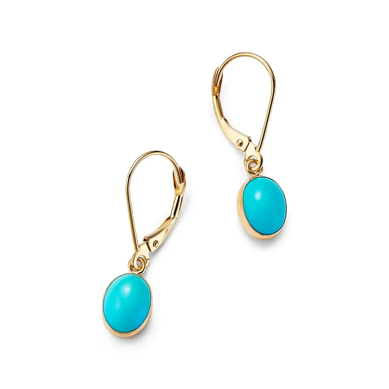 Turquoise Drop Earrings in 14K Yellow Gold