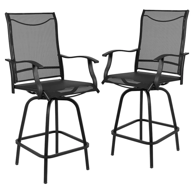 Wren Black Bar Height Patio Stools, Set of 2