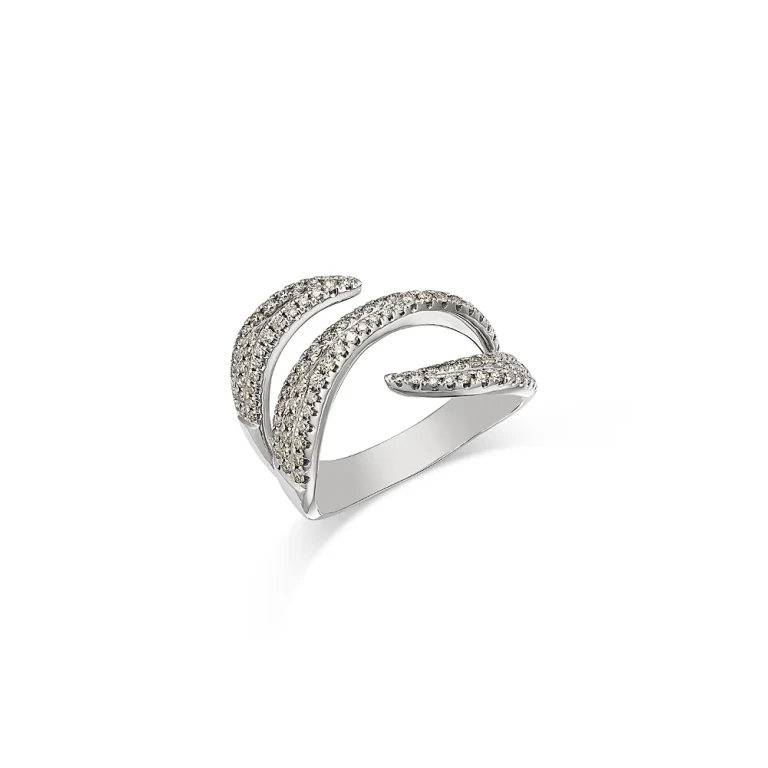 Diamond Triple Bypass Ring in 14K White Gold, 0.54 tcw