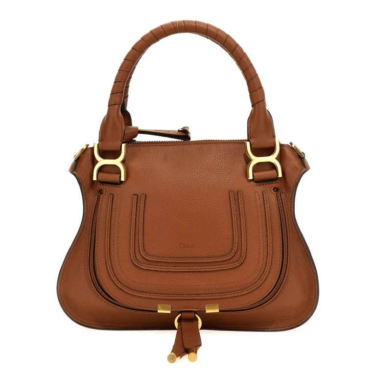 Chloé mercie 棕色手提包 正面压花标志 皮革 女士