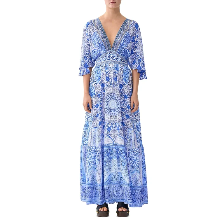 Camilla V Neck Silk Maxi Dress