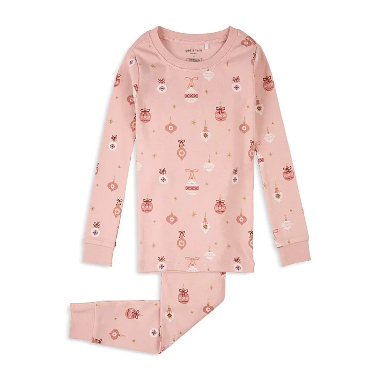 petit lem Girls' Ornaments Print Pajama Set - Little Kid