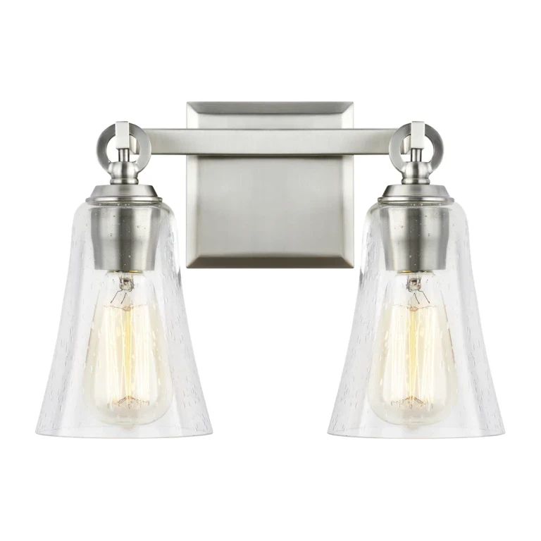 Visual Comfort Studio Monterro 2-Light Bathroom Vanity Light in Satin Nickel by Sean Lavin